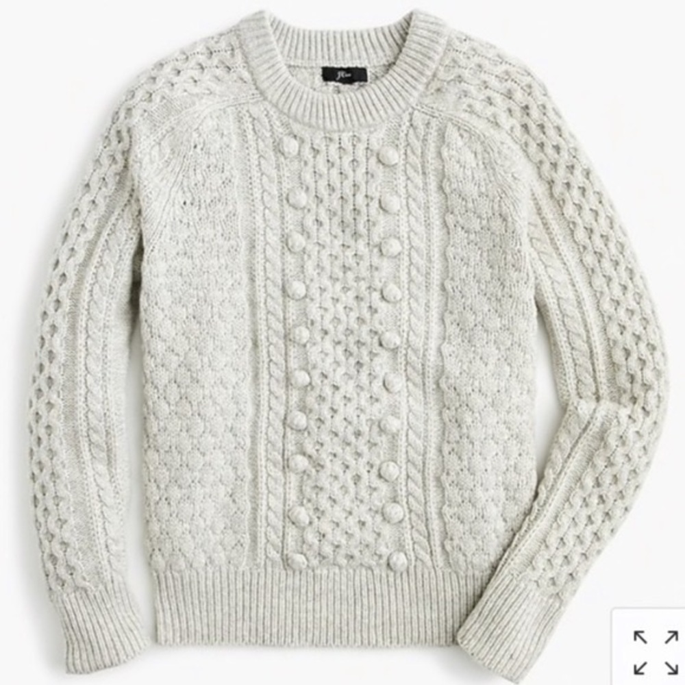 J.crew Popcorn cable-knit sweater in light gray - Picture 3 of 6